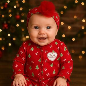 NWT Little Me 6 Mths Baby Girls 2pc "My 1st Christmas" Red Bodysuit Sleeper Set